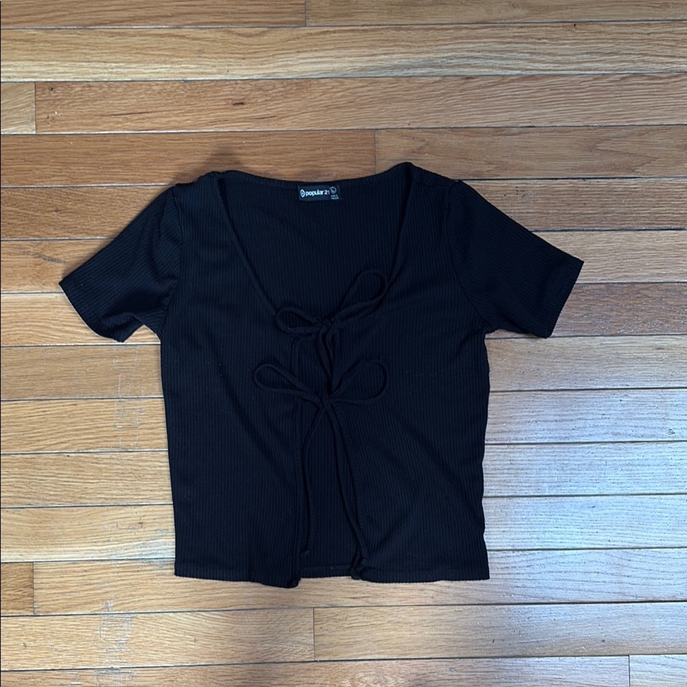 Elegant Black Blouse with Subtle Detailing